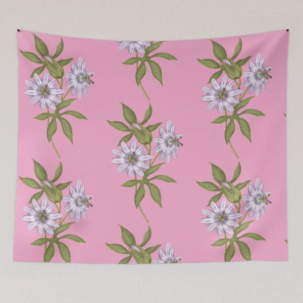 Item preview, Passiflora edulis. Cute watercolor purple flower with green leaves designed and sold by Grin Katalina Floral Patterns & Cozy Art.