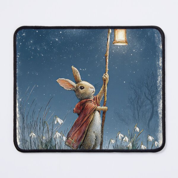 Item preview, Hare holding a lamp with snowdrops designed and sold by thewandswant.