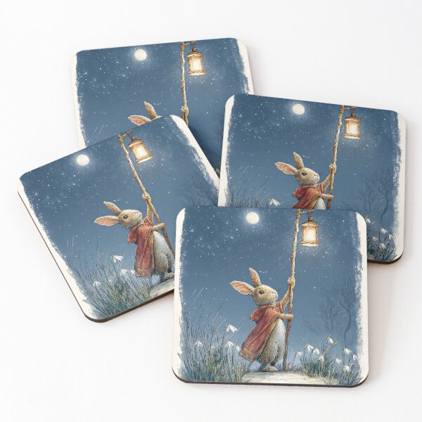 Item preview, Hare holding a lamp with snowdrops designed and sold by thewandswant.