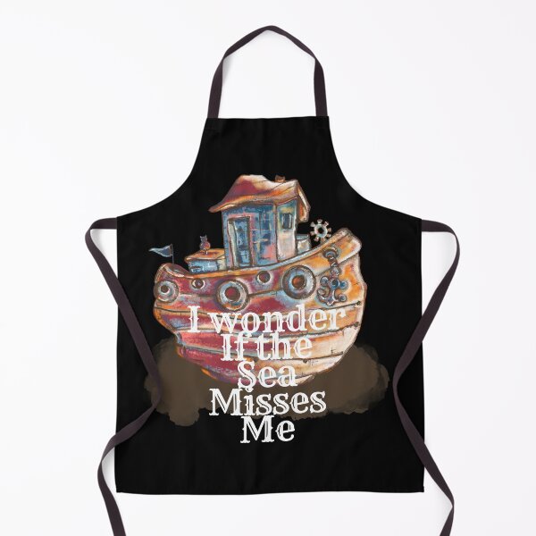 Item preview, I wonder if the sea misses me, boat, cat cartoon designed and sold by DebbieJoyArt.