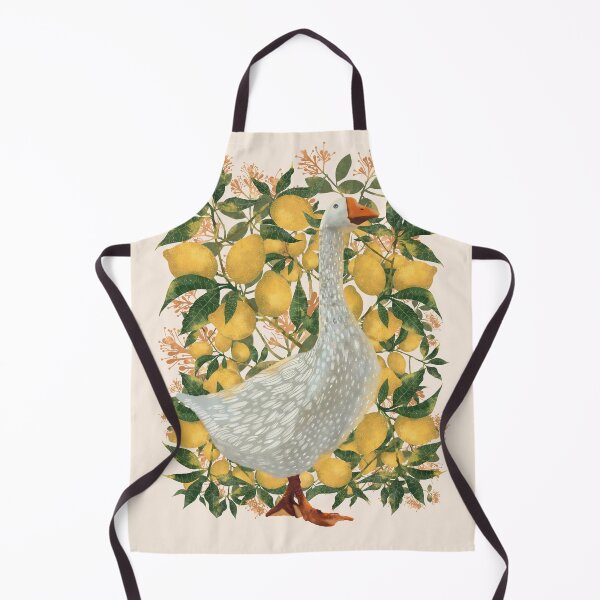 Item preview, Watercolor full-length goose against a background of lemons. cute duck on lemons background designed and sold by Grin Katalina Floral Patterns & Cozy Art.