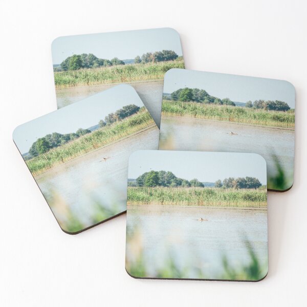Item preview, Tranquil Waterscape with Duck Nest – Jeziorzany Wetlands designed and sold by alicjamiekina.