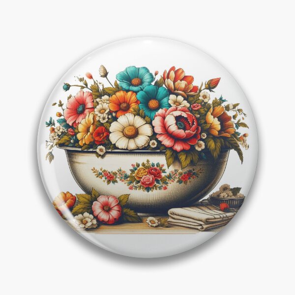 Item preview, Beautiful vintage washbowl with vibrant flowers designed and sold by nicnacc.