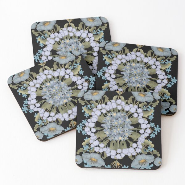Item preview, Delicate floral composition with blue and purple flowers, green leaves. Stylized botanical composition designed and sold by Grin Katalina Floral Patterns & Cozy Art.