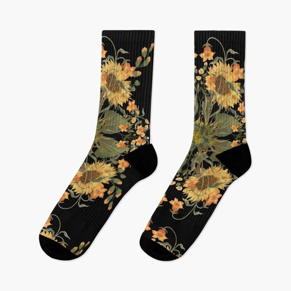 Item preview, Bright botanical composition with sunflowers and yellow-orange flowers. Hand-painted floral arrangement. designed and sold by Grin Katalina Floral Patterns & Cozy Art.
