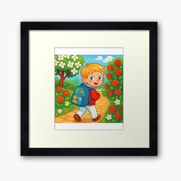 Aperçu de l'œuvre Le Chemin de l'École du Garçon Blond. Parcours scolaire du garçon blond créée et vendue par Drawingshirts.