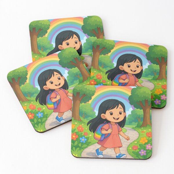 Item preview, Fille au Sac Arc-en-ciel. The Girl with the Rainbow Backpack designed and sold by Drawingshirts.