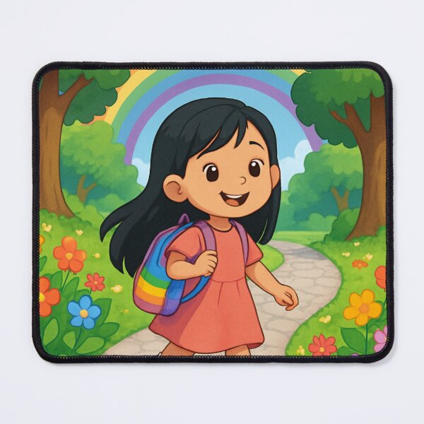 Item preview, Fille au Sac Arc-en-ciel. The Girl with the Rainbow Backpack designed and sold by Drawingshirts.