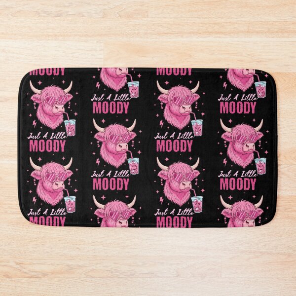 Item preview, pink Just A Little Moody Highland Cow design for girls and women, cute cattle ranch lover, boho Iced Coffee gift designed and sold by LuxeGraphix.