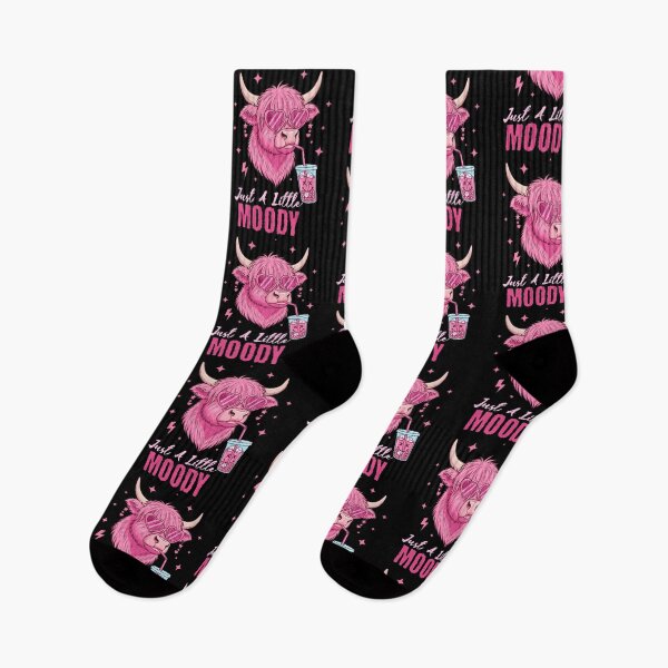 Item preview, pink Just A Little Moody Highland Cow design for girls and women, cute cattle ranch lover, boho Iced Coffee gift designed and sold by LuxeGraphix.