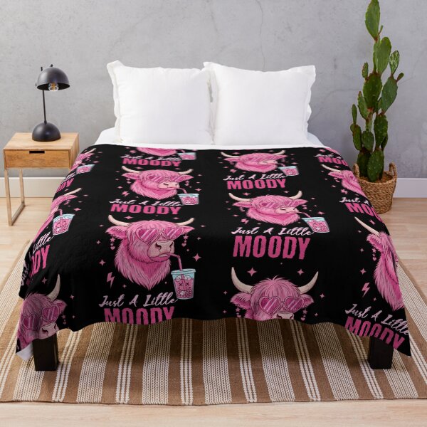 Item preview, pink Just A Little Moody Highland Cow design for girls and women, cute cattle ranch lover, boho Iced Coffee gift designed and sold by LuxeGraphix.