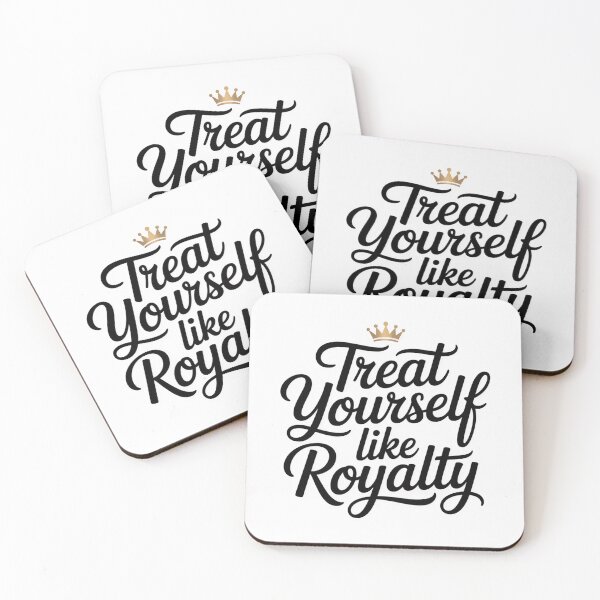 Item preview, Treat Yourself Like Royalty  – Elegant Black Script with Gold Crown, Motivational Self-Love Vinyl Decal for Laptops, Journals & Water Bottles designed and sold by Design Den.