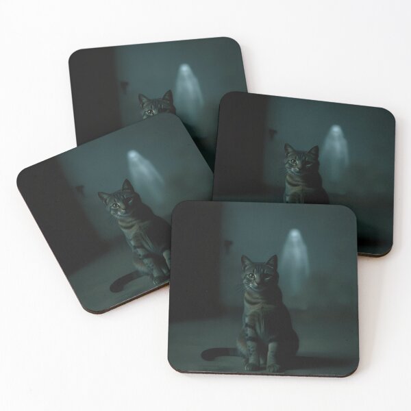Item preview, Kitten sitting with a creepy ghost. designed and sold by Extintos.