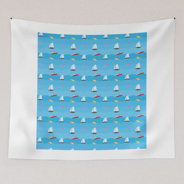 Item preview, Nautical Pattern Sailboats, Boats & Fish designed and sold by Jamildesign.