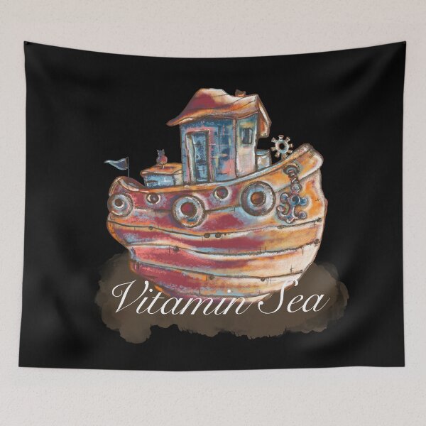 Item preview, Vitamin sea, boat, cat cartoon designed and sold by DebbieJoyArt.