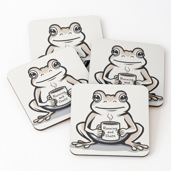 Item preview, Frog With Cup "Running and Chaos" designed and sold by WitInNuKicks.