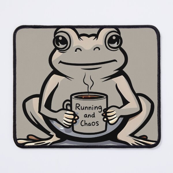 Item preview, Frog With Cup "Running and Chaos" designed and sold by WitInNuKicks.
