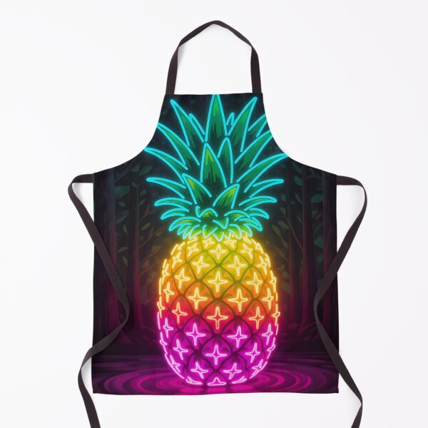 Item preview, Neon Pineapple Glow – Surreal Illuminated Art on Black designed and sold by Kelvin Hughes Design.