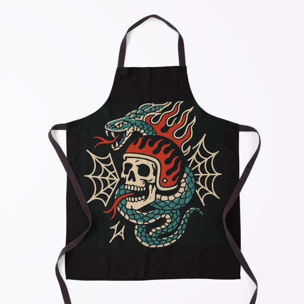 Item preview, Skull Flame Snake Chopper Biker Old School Tattoo designed and sold by RustBreaker.