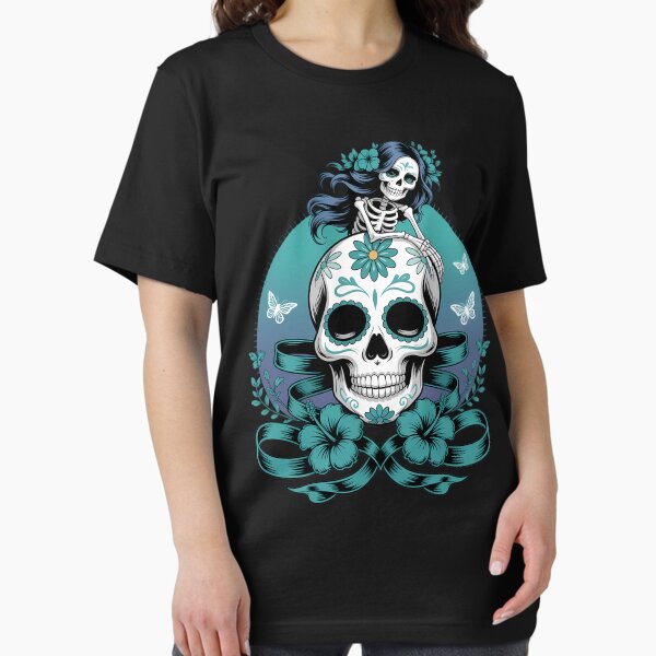 Item preview, Fairy On Sugar Skull Teal Ribbon Ovarian Cancer Awareness designed and sold by GraphixWanderer.