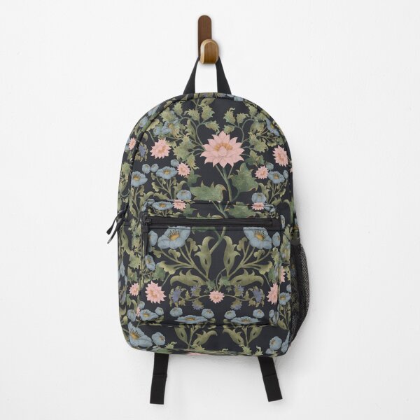 Item preview, Seamless botanical pattern. Ornament with watercolor lotus flowers and stylized purple flowers on a black background. designed and sold by Grin Katalina Floral Patterns & Cozy Art.