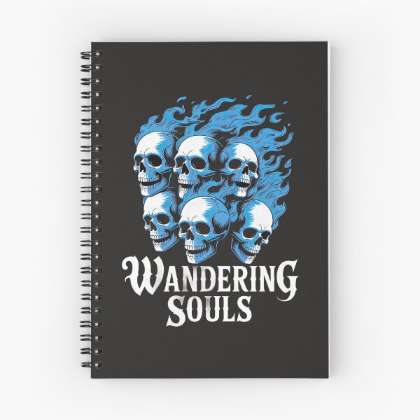 Item preview, Intense skull design with blue flames and Wandering Souls text for edgy apparel or graphic art projects designed and sold by Koolzilla.