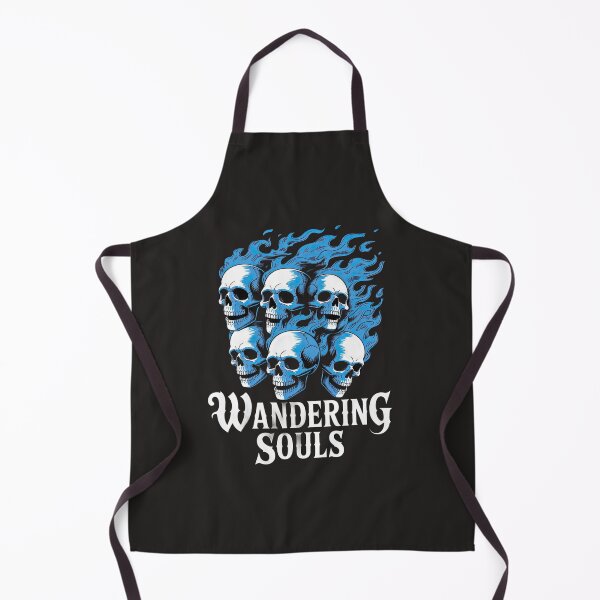 Item preview, Intense skull design with blue flames and Wandering Souls text for edgy apparel or graphic art projects designed and sold by Koolzilla.