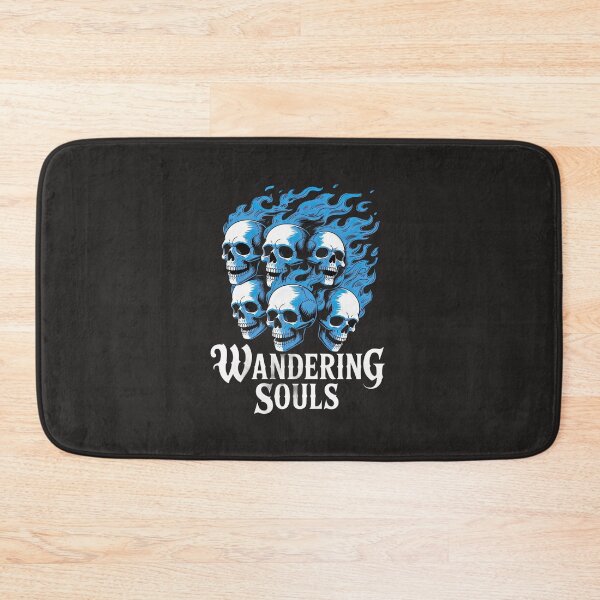 Item preview, Intense skull design with blue flames and Wandering Souls text for edgy apparel or graphic art projects designed and sold by Koolzilla.