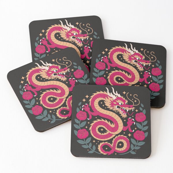 Item preview, Stunning oriental dragon coiled with roses, offering a unique artistic flair for your next creative project designed and sold by Koolzilla.