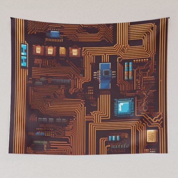 Item preview, Modern Techscape – Pixelated Motherboard Abstract Wall Art designed and sold by Esterlane.