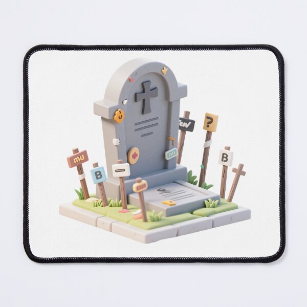 Item preview, Cartoon graveyard with symbolic tombstones, cryptic signs, and grassy base isolated on transparent background for Halloween designs and educational spooky illustrations designed and sold by Mimoshi ⭐⭐⭐⭐⭐.