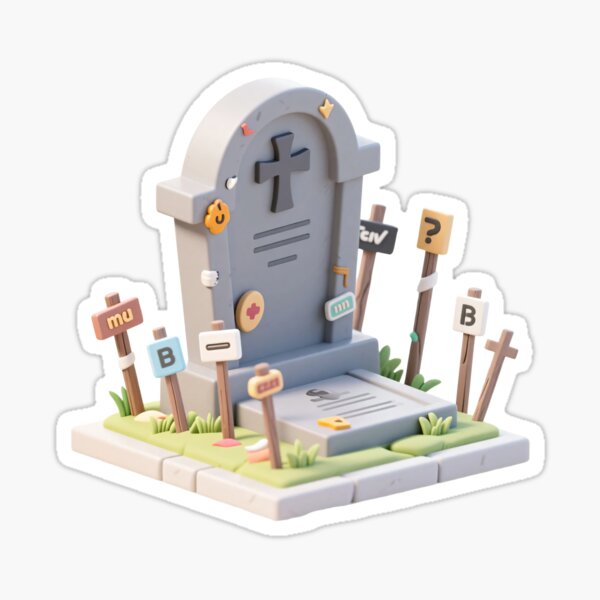 Item preview, Cartoon graveyard with symbolic tombstones, cryptic signs, and grassy base isolated on transparent background for Halloween designs and educational spooky illustrations designed and sold by Mimoshi.