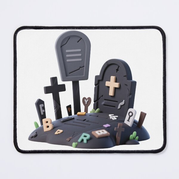 Item preview, Spooky cartoon graveyard with cracked tombstones, symbolic letters, and cross isolated on transparent background for festive Halloween design and educational graphics designed and sold by Mimoshi ⭐⭐⭐⭐⭐.