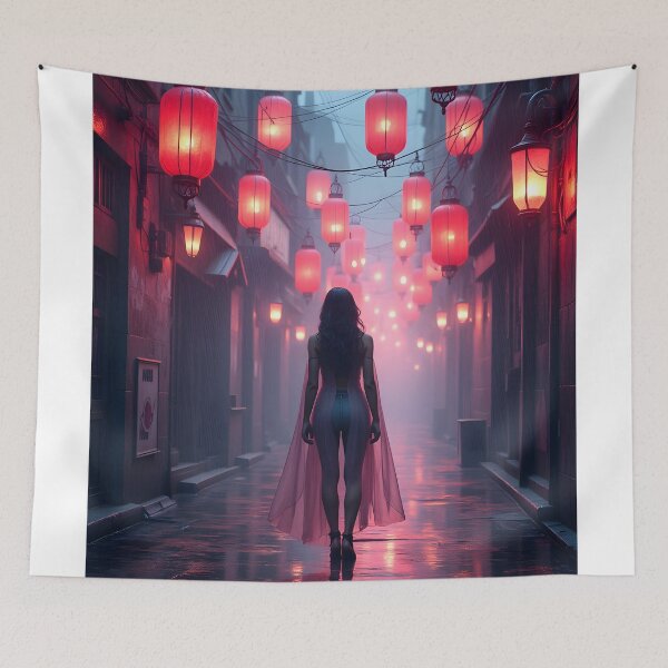 Item preview, Neon Reverie in the Lantern Alley designed and sold by oanaunciuleanu.