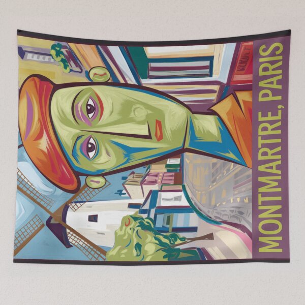 Item preview, Montmartre Paris Travel Poster – Le Quirks Character with Windmill designed and sold by LeQuirks.