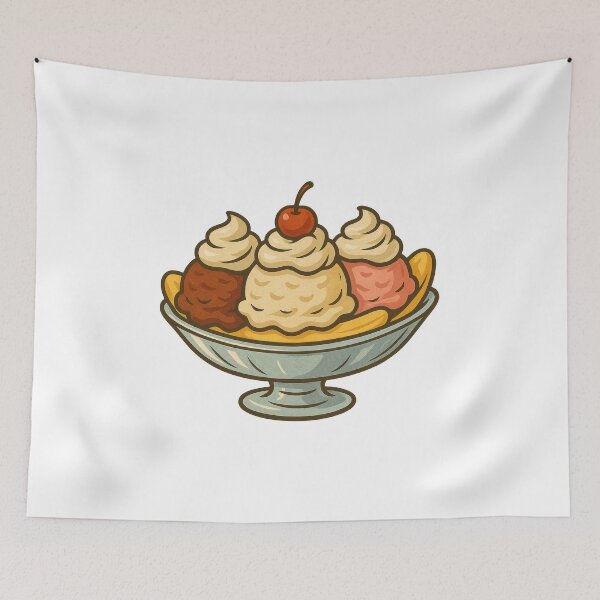 Item preview, Retro Banana Split Ice Cream Illustration designed and sold by VISIONARTIST.