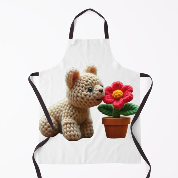 Item preview, Yarn Puppy Sniffing Flower Sticker – Art for Cottagecore & Nature Lovers designed and sold by NellyHorse.