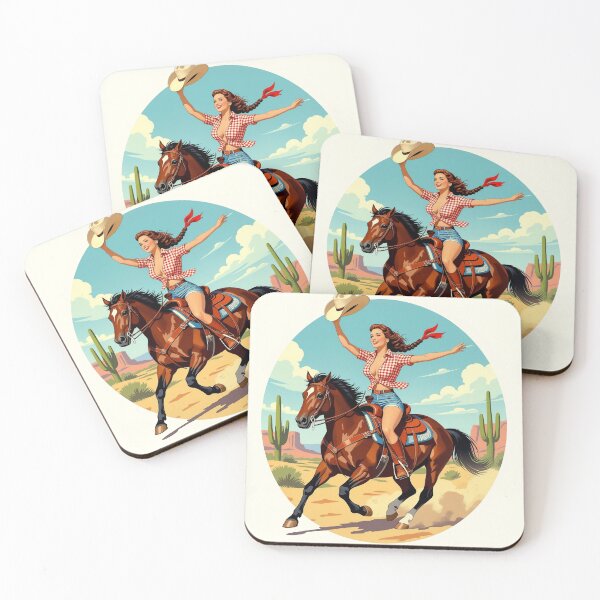 Item preview, Giddy-Up Glamour – Retro Cowgirl on Horseback designed and sold by Lightning-Lace.