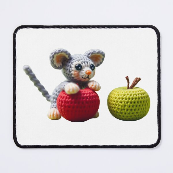 Item preview, Yarn Mouse with Apples Sticker – Cozy Animal Art for Nature Lovers designed and sold by NellyHorse.