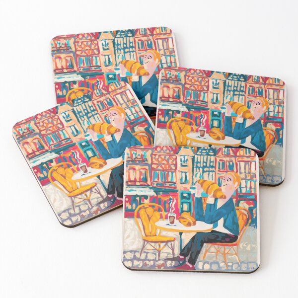 Item preview, Dijon France Travel Poster – Croissant Lover French Café Character designed and sold by LeQuirks.