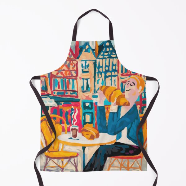 Item preview, Dijon France Travel Poster – Croissant Lover French Café Character designed and sold by LeQuirks.