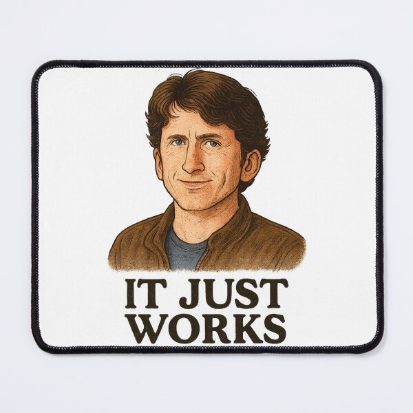 Item preview, It Just Works – Gaming Meme Caricature designed and sold by LAN-Lord.