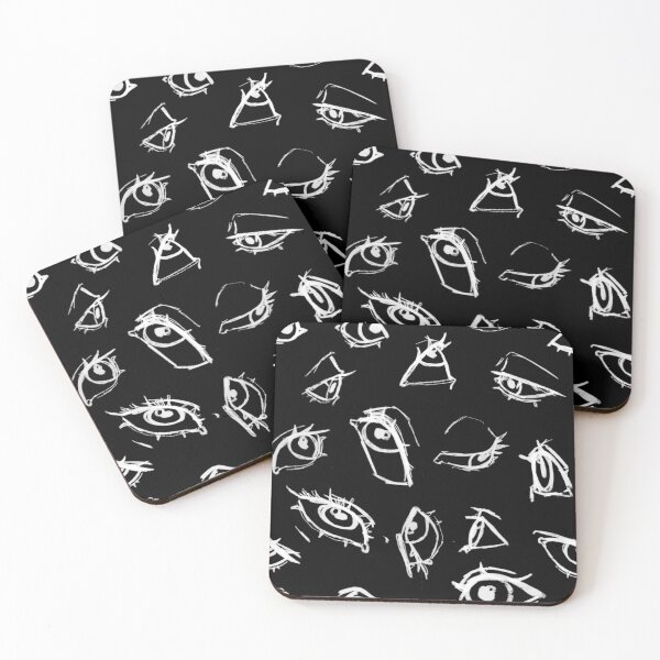 Item preview, White sketchy eyes on black background pattern designed and sold by TDK-illust.