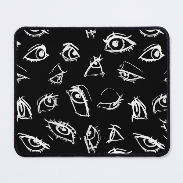 Item preview, White sketchy eyes on black background pattern designed and sold by TDK-illust.
