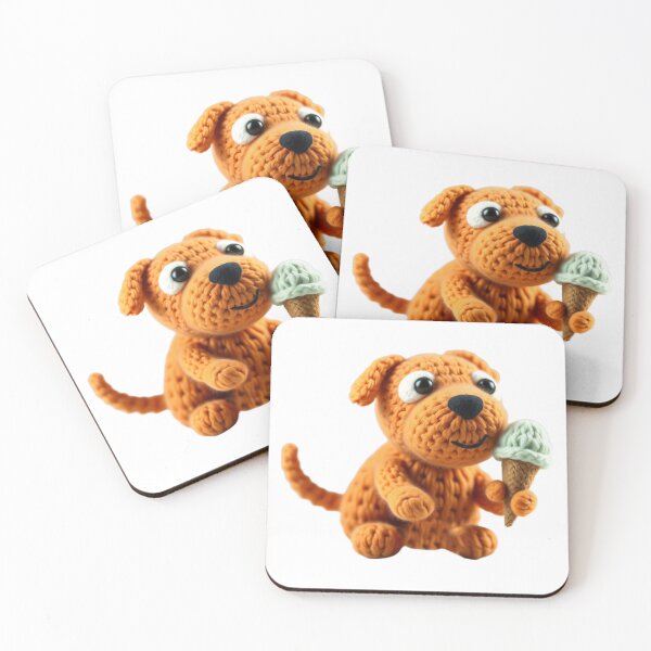 Item preview, Yarn Puppy with Ice Cream Sticker – Playful Cozy Dog Art designed and sold by NellyHorse.