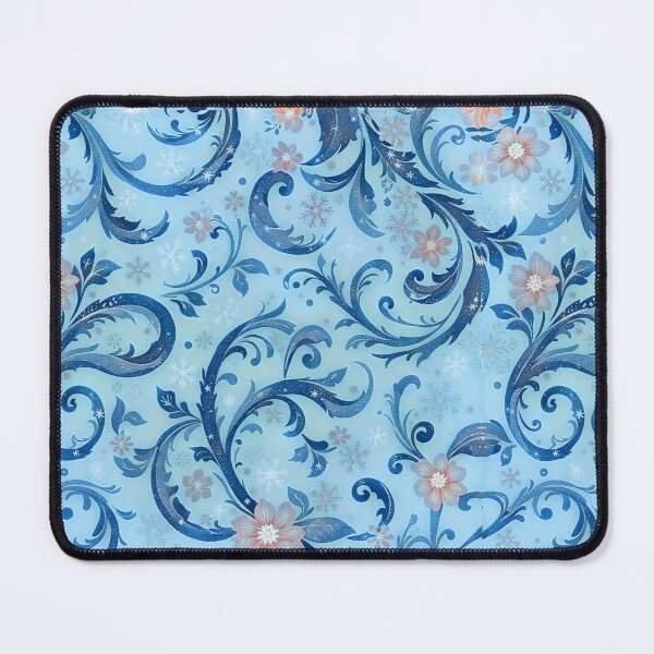 Item preview, Icy Blue Floral Snowflake Pattern Winter cruls print designed and sold by TheGaliyaStudio.