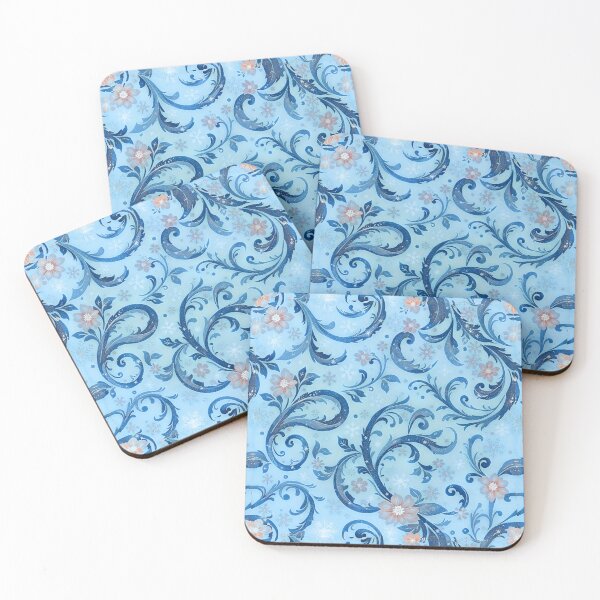 Artikelvorschau, Eisblaues Blumenmuster mit Schneeflockenmuster, Winter-Cruls-Druck entworfen und verkauft von TheGaliyaStudio.