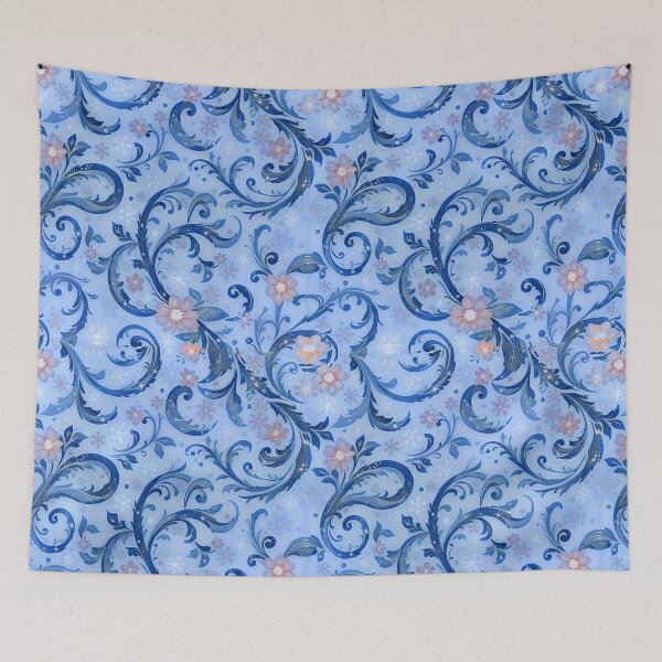Item preview, Icy Blue Floral Snowflake Pattern Winter cruls print  designed and sold by TheGaliyaStudio.