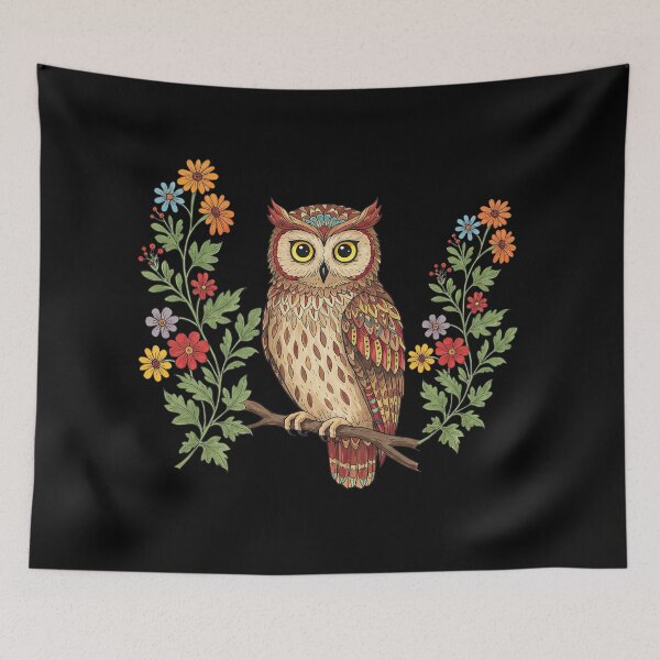 Item preview, Owl Perched in Floral Wreath designed and sold by TeeARTHY.