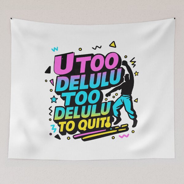 Item preview, Too Delulu To Quit – 90s Neon Hip-Hop Motivational Design designed and sold by XenoFinalDawn Shop.